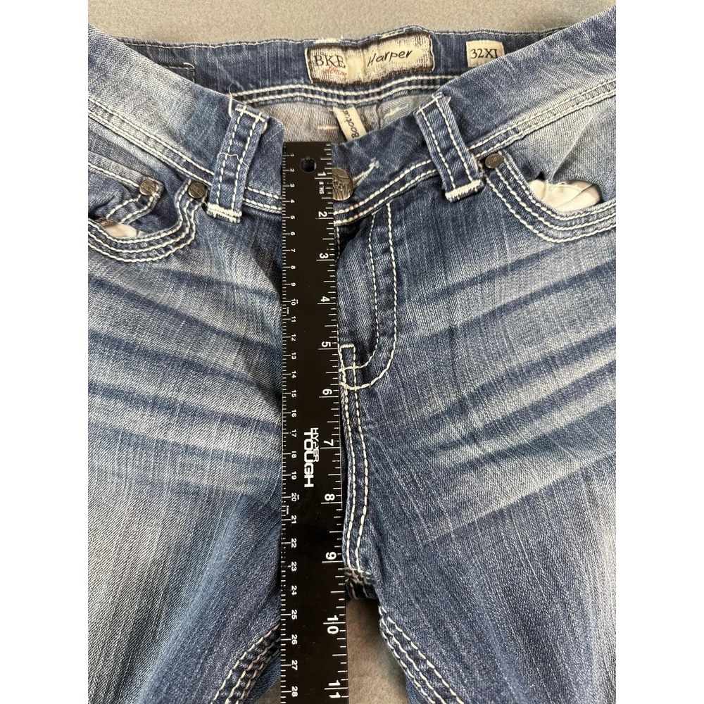 BKE Women's Boot-Cut Jeans in Distressed Blue - Picture 7 of 13